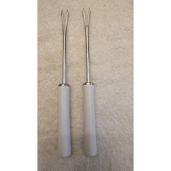 Pampered Chef Accessory Forks (2) with white base, 1970, New with box - Picture 2 of 6